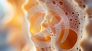Close-up of a Honeycomb Structure with a Soft Golden Glow photo