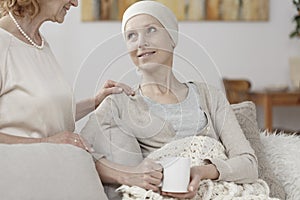 Hopeful woman suffering from cancer photo