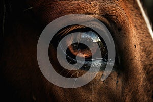 Close-up of a horse\'s eye. Generative AI