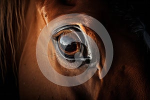 A close-up of a horse\'s eye, highlighting its beauty and majestic nature AI generated
