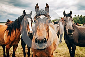 a close up of a horse's face in the background .AI generative