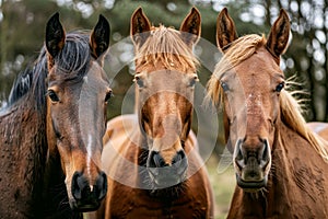 a close up of a horse's face in the background .AI generative