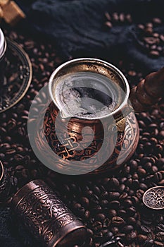 Close up of hot coffee photo