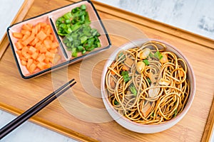 Close-up of Hot and Dry Noodles for Famous Snacks in Wuhan, China