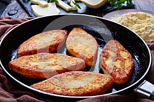 Close-up of hot fried cornbread pancakes