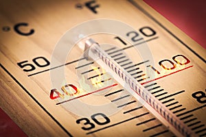 Close-up Hot temperature fahrenheit or celsius.