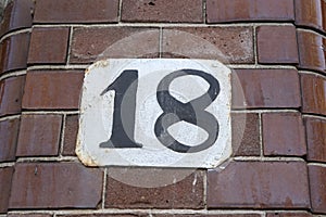 Close Up House Number 18 At Amsterdam The Netherlands 10-4-2024