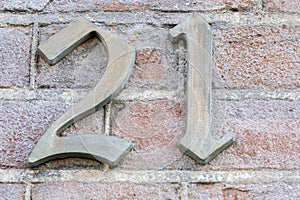 Close Up House Number 21 At Amsterdam The Netherlands 14-3-2022