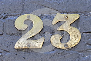 Close Up House Number 23 At Amsterdam The Netherlands 3-9-2022