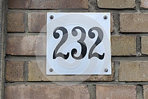 A Close Up House Number 232 At Amsterdam The Netherlands 19-3-2023