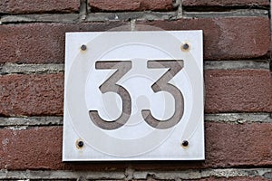 Close Up House Number 33 At Amsterdam The Netherlands 7-2-2023