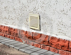 Close up on house wall ventilation system. Exterior house wall v