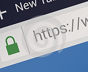 Close-up of HTTPS in Web Browser