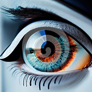 Close up of human eye. Macro view. generative ai