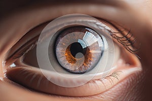 Close up of human eye. Macro view of human eye. generative ai