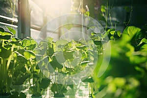 A close - up of hydroponic farming in an urban environment