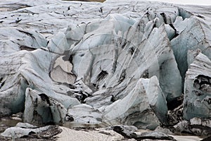 A close up of the ice on the glacier in Iceland