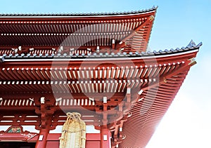 Close-Up of Iconic red roof of Japanese shrine