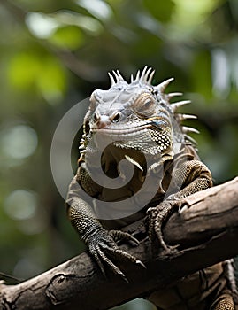 A close-up of an iguana