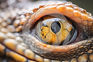 close-up of iguana eye in the sun