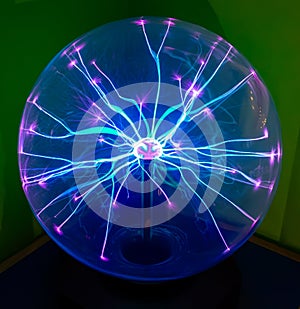 Close-up of an Illuminated Plasma Globe