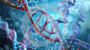Close-up illustration of DNA helix structure. Science and technology concept