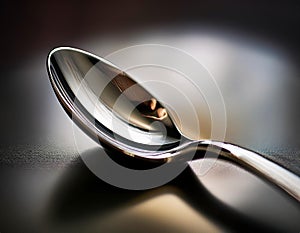 Close-Up Illustration of a Polished Silver Spoon with Elegant Design
