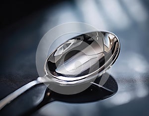 Close-Up Illustration of a Polished Silver Spoon with Elegant Design