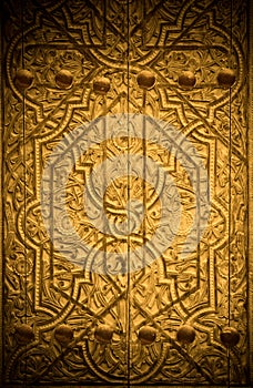 Close-up image of ancient doors