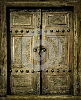 Close-up image of ancient doors
