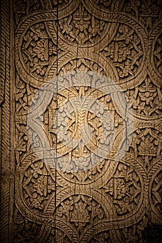 Close-up image of ancient doors with oriental ornaments from Uzbekistan