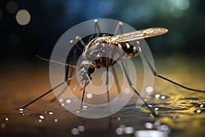 Close-up image of an Asian Tiger Mosquito, showcasing its distinctive markings and features