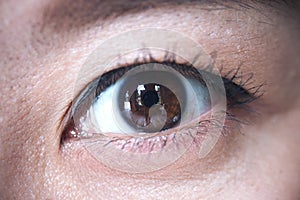 Closeup image of Asian woman`s eye