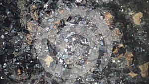 Close up image of black sphalerite crystals