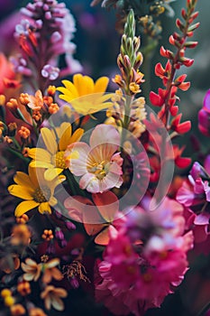 Close-up image of bright colorful wildflowers.