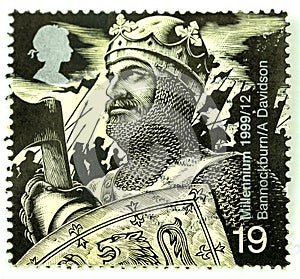Close up image of a British stamp
