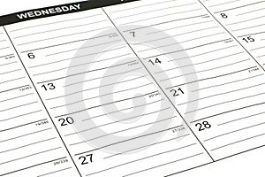 Close up image of a calendar