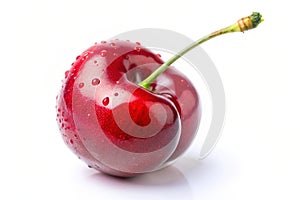 Close up view of the cherry on white