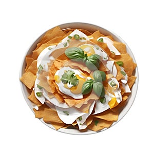 Close-up image of Chilaquiles food clipart. Ai-Generated. photo