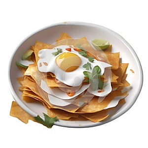 Close-up image of Chilaquiles food clipart. Ai-Generated. photo