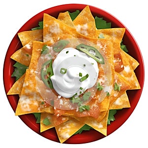 Close-up image of Chilaquiles food clipart. Ai-Generated. photo