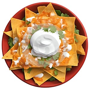 Close-up image of Chilaquiles food clipart. Ai-Generated. photo