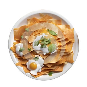 Close-up image of Chilaquiles food clipart. Ai-Generated. photo