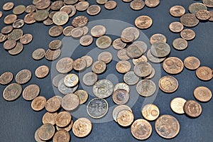 Close-up image of euro cents coins