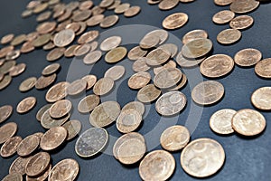 Close-up image of euro cents coins