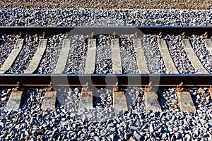 Close-up image of freight railroad