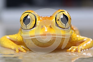 close-up image of a frogs bulging eyes