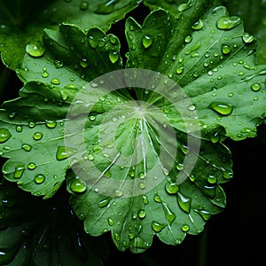 Close-up Image Of Geranium Leaf: Organic Contours And Dramatic Splendor