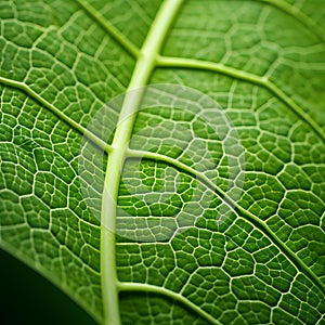 Close-up Image Of A Green Leaf With Organic Architecture