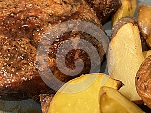 Close up image of Grilled Filet Mignon and Potatoes
